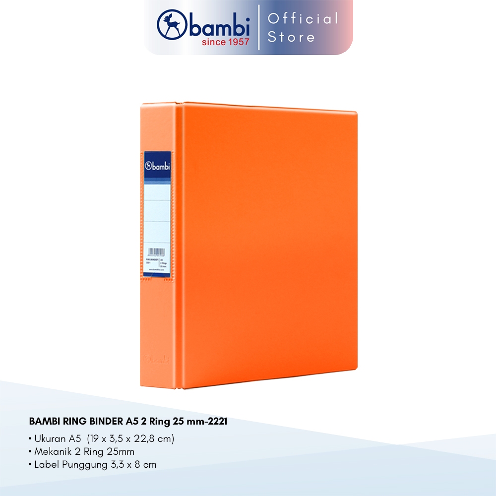 

Bambi Ring Binder A5 2 Ring D-Type Orange SMALL SIZE 25 mm