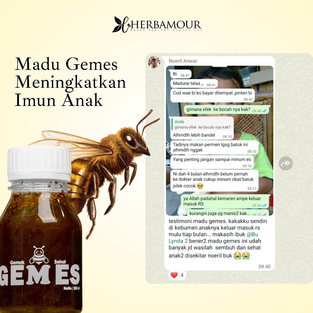 

MADU GEMES HERBALOV / HERBAMOUR MENGANDUNG : MADU PILIHAN ROYAL JELLY BEE POLLEN HABATTUSAUDA