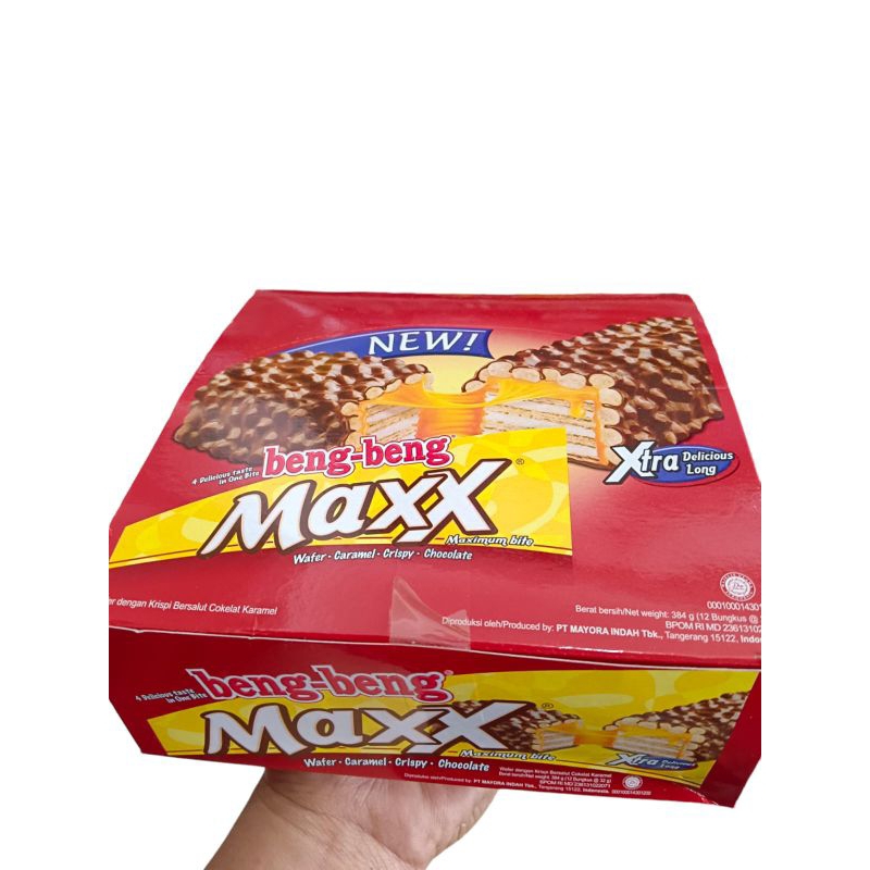 

Beng beng maxx newWafer caramel crispy chocolate12 bungkus @ 32g kemasan box