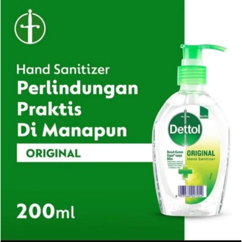 Dettol Hand Sanitizer Pump 200ml [ Botol Pipih ]