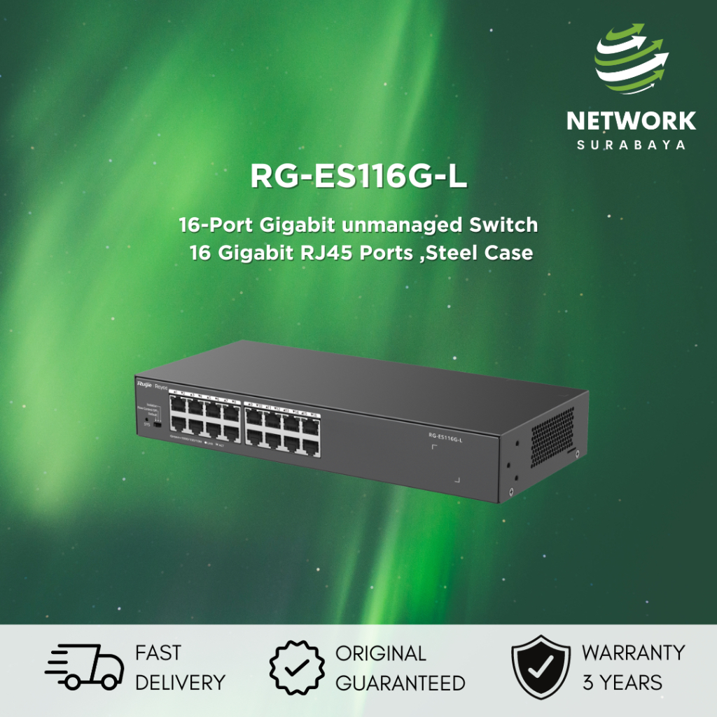 RUIJIE REYEE RG-ES116G-L 16 PORTS GIGABIT UNMANAGE SWITCH