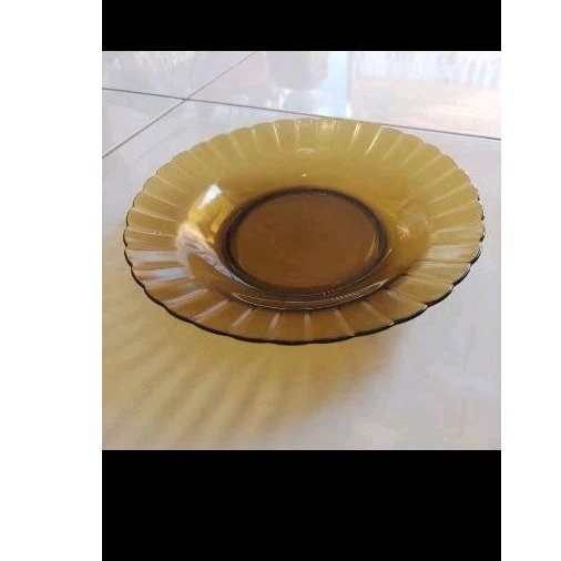 piring kaca 9inchi/piring kaca coklat/piring makan/piring pesta