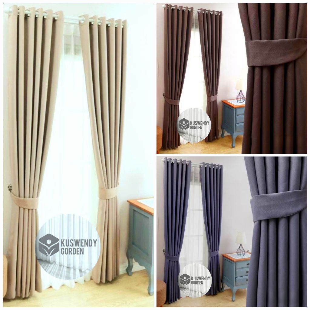 Gorden Polos Premium 100 x 250 - 300 cm Hordeng Blackout Jendela Pintu Tirai Minimalis