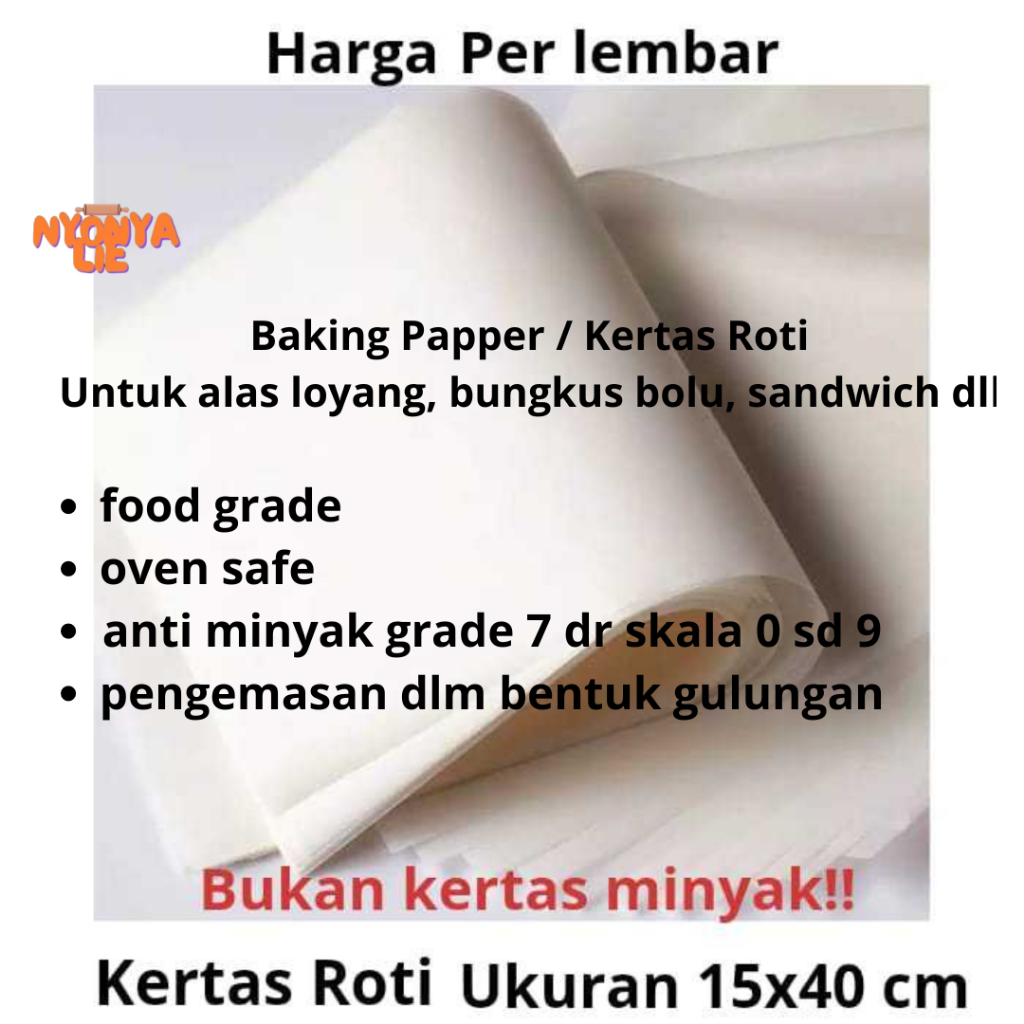 

15X40 Cm Kertas Roti Putih Wrapping Paper Bungkus Brownies Alas Kue Dus 15x15x5