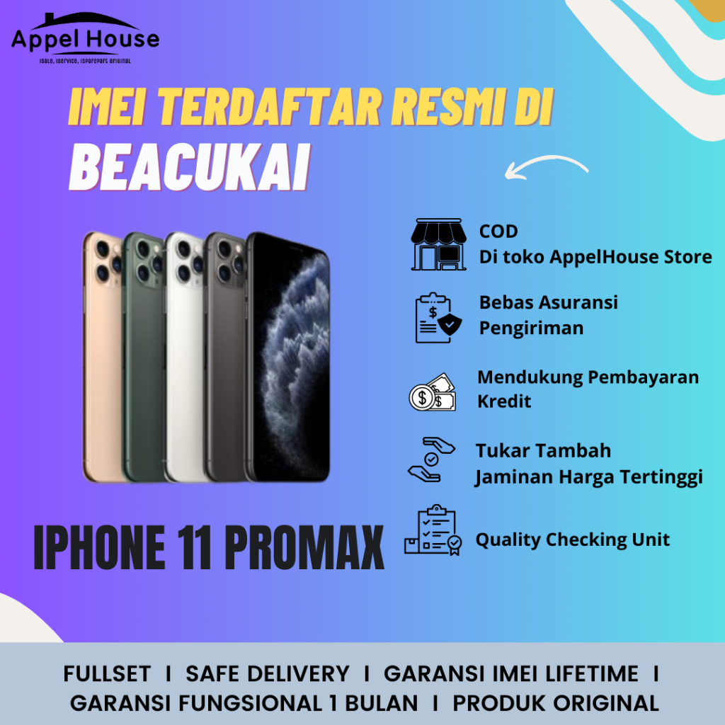 [Terdaftar BC] IPHONE 11 PRO MAX IMEI Terdaftar BEACUKAI - 64GB / 256GB / 512GB Fullset Bekas Origin