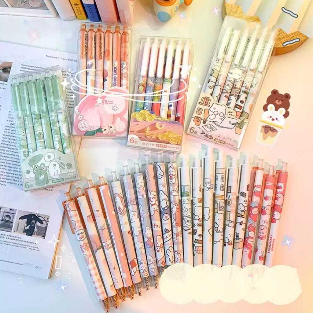 Pulpen Gel Mekanik Lucu Motif Aesthetic Pena Karakter