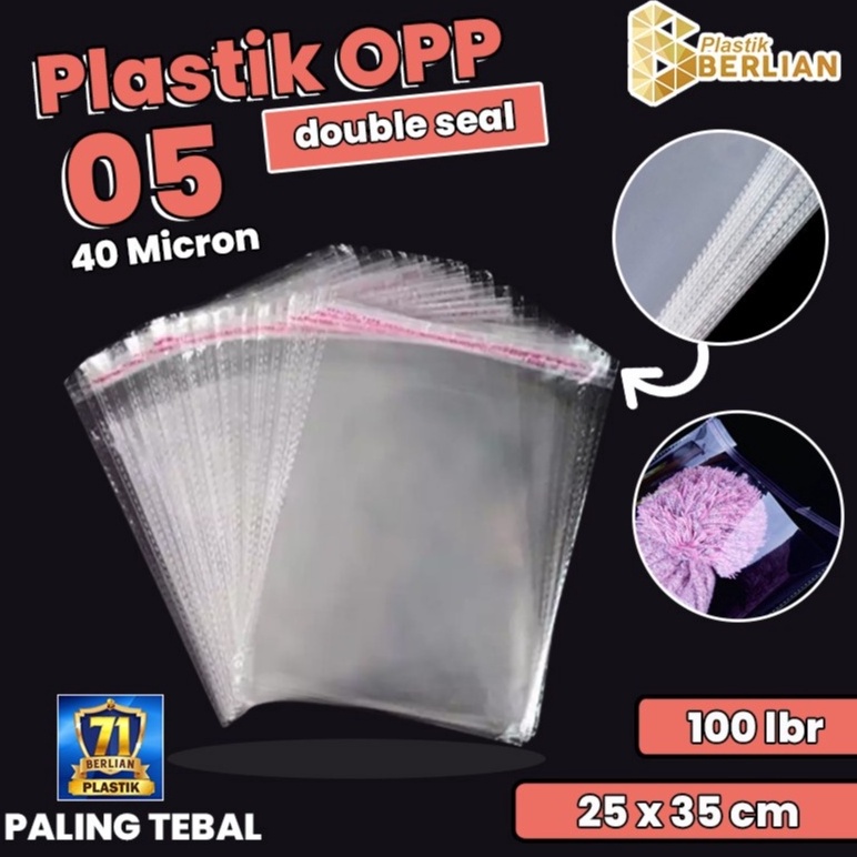 

KODE Y5I6 25 x 35 cm Plastik OPP TEBAL Double Seal 1 lbr lemseal