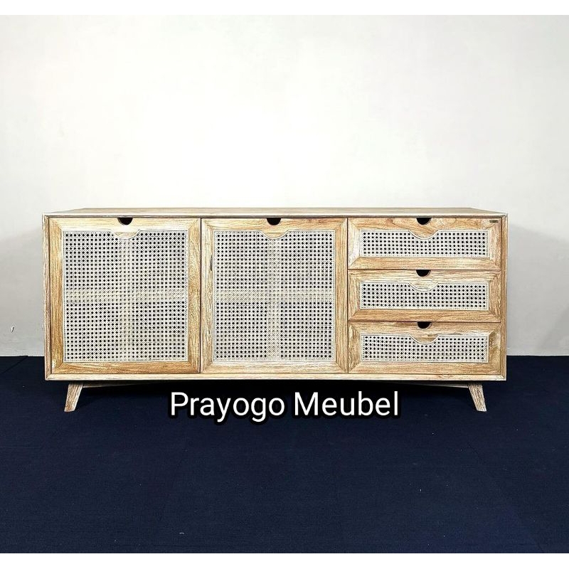 bufet tv rotan minimalis modern scandinavian vintage jadul antik kayu jati solid meja tv sideboard c