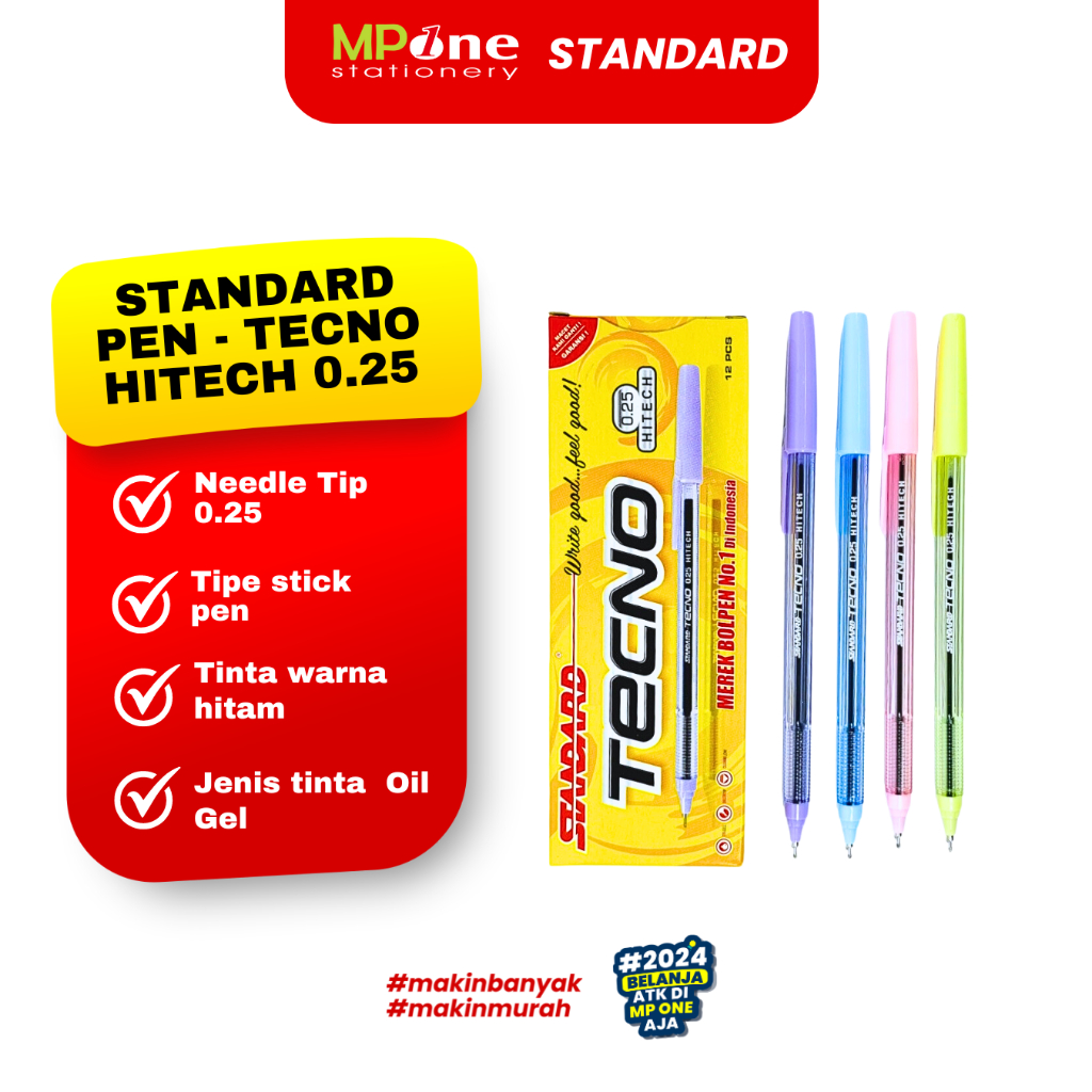 

Standard Pen - 1 Kotak Tecno Hitech 0.25 (Pulpen, Pena, Ballpoint, Alat Tulis)