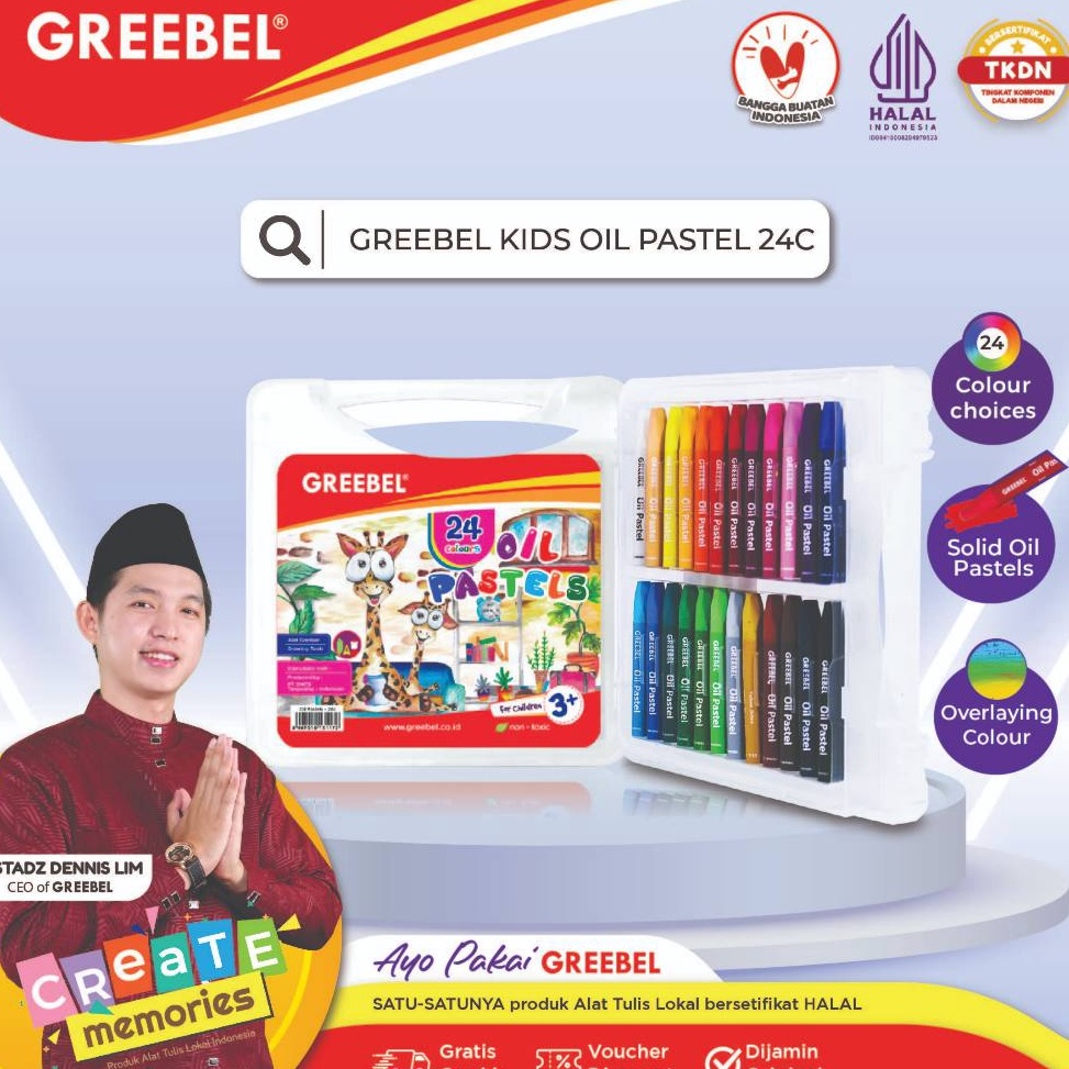 

KODE E8N7 GREEBEL Crayon Krayon Kids Oil Pastel 24 Warna 24C tdk berdebu cerah utk anak sekolah art tdk beracun