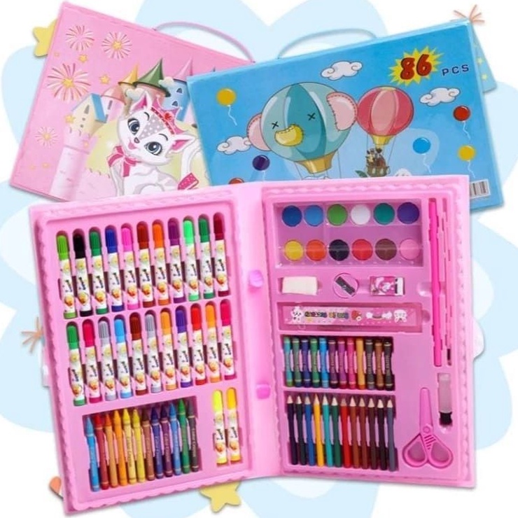 

KODE W3V2 7gr T897 Crayon Set Isi 86 Pcs Pensil Warna Krayon Cat Warna Colouring Spidol