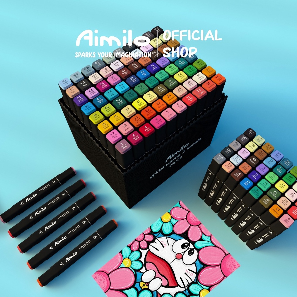 

KODE P6Q8 READY Aimilo Spidol Warna Warni 1 Set Sketch Marker 2 Tip Touch Marker 4868 Warna