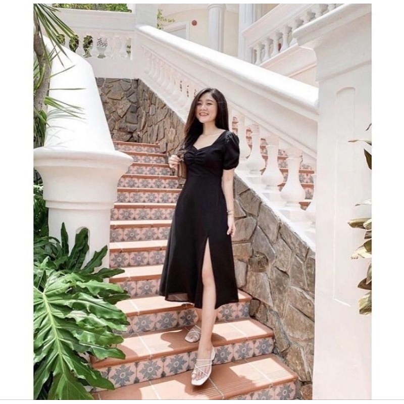 COD DRESS ENCANTHA GAUN CASUAL PESTA KONDANGAN WANITA KEKINIAN BAHAN SATIN