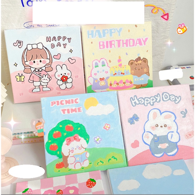 

TERBUKTI DIY Canvas Painting By Number Kanvas 2x2 mewarnai dengan huruf free cat dan kuas