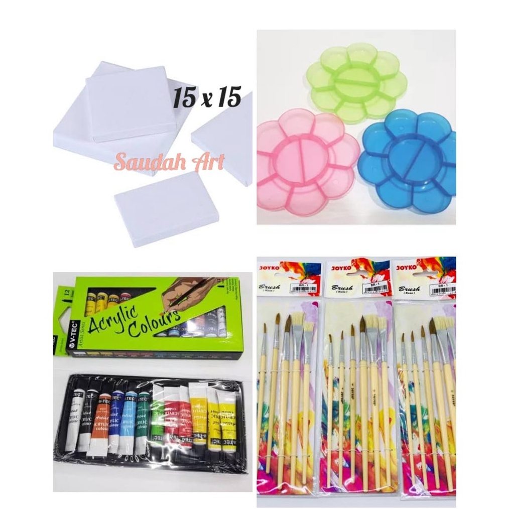 

TERBARU Paket Kanvas Lukis kanvas 15x15paletkuascat akrilik