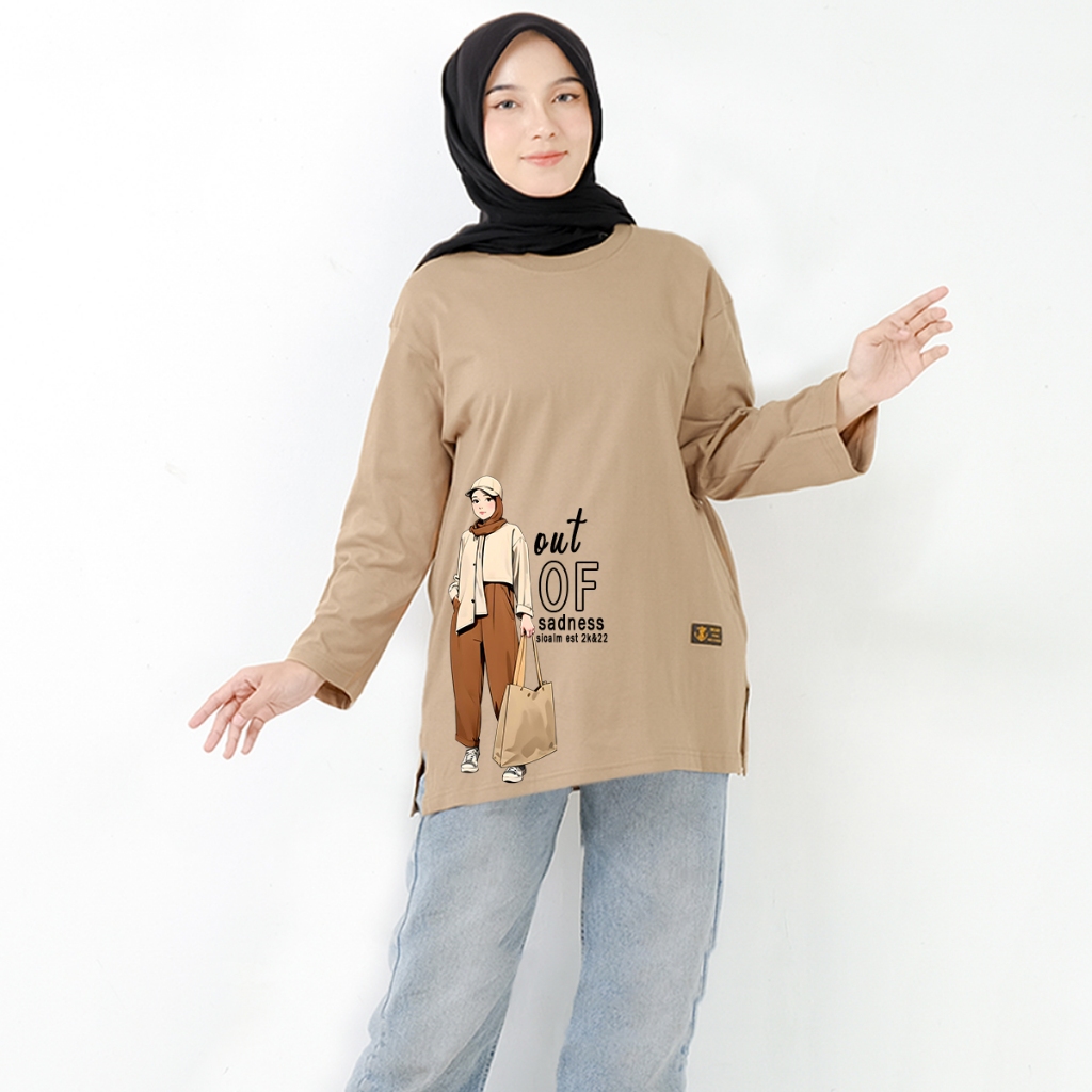 top basic kaos lengan panjang wanita jumbo kaos oversize kekinian kaos motif wanita longsleeve katun