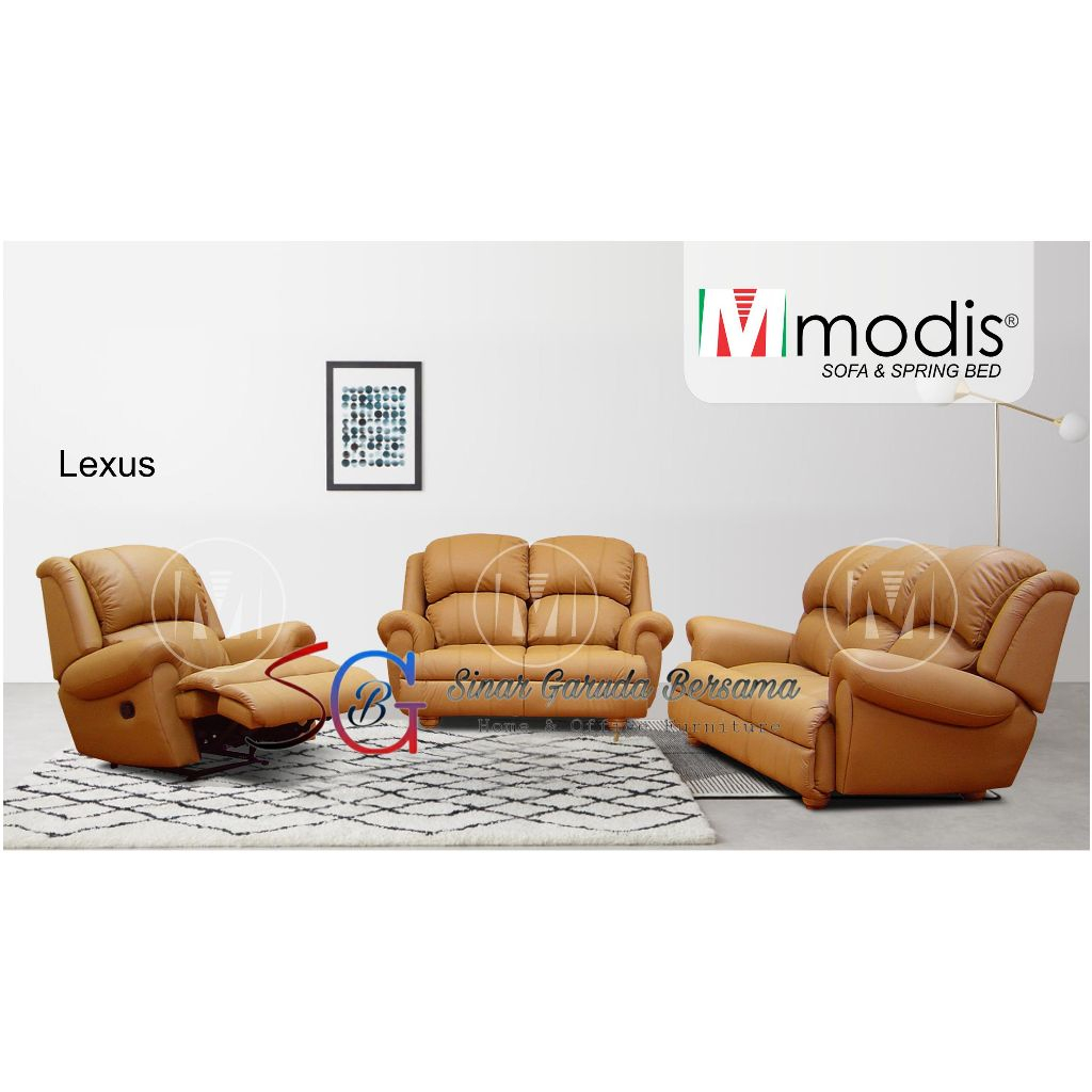 SOFA RECLINER MERK MODIS DUDUKAN 321 / SOFA MEWAH PREMIUM RECLINER EMPUK GARANSI 5 TAHUN / SOFA KELU