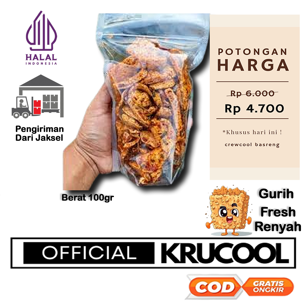 

Crewcool Basreng / Bakso Goreng Stick ( 100 gr ) Rasa Pedas Daun Jeruk