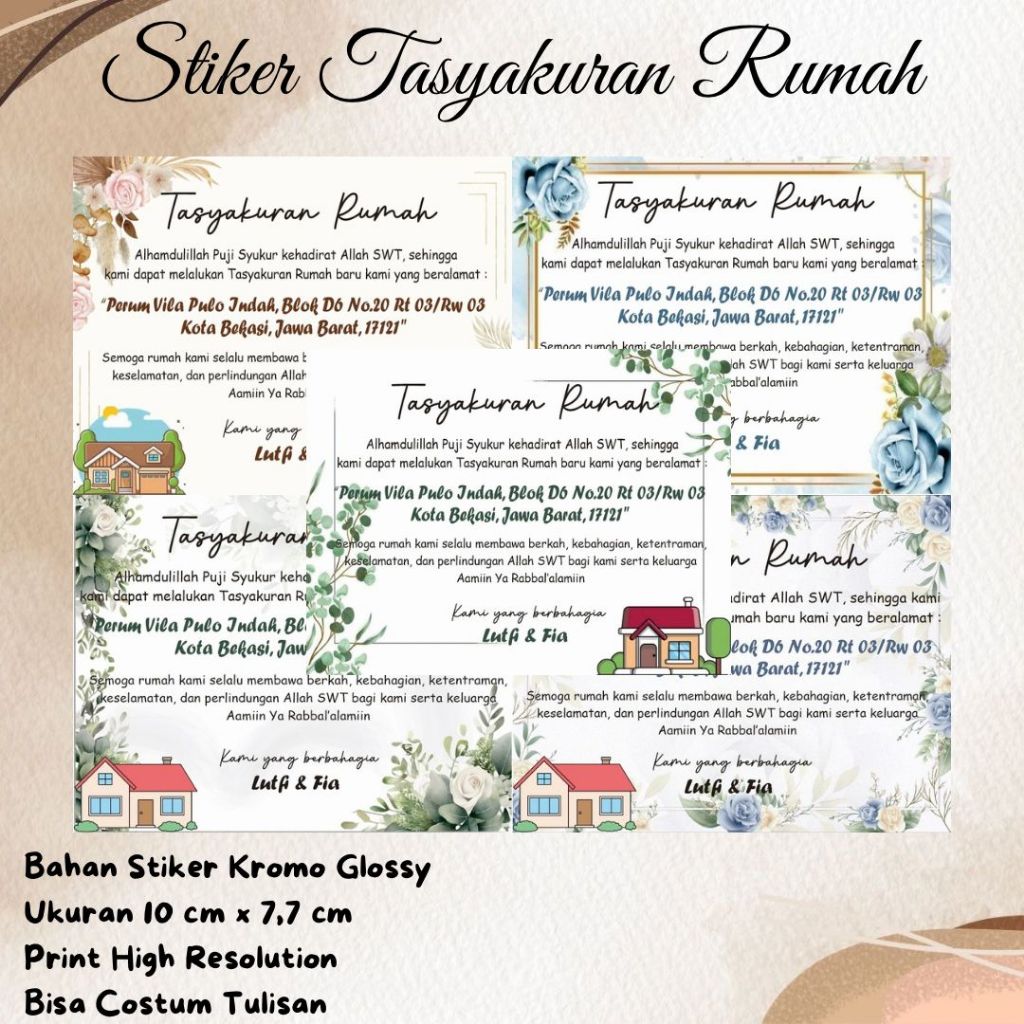 

Stiker Costum Tasyakuran Rumah Baru Pindahan Rumah