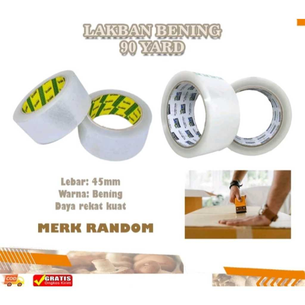 

Isolasi Bening/ Lakban Bening/ Selotip Clear Transparan 45mm*90yard Random Daya Rekat Kuat