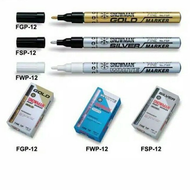

KILAT Spidol Permanen Fine Tip Snowman Silver FSP12 White FWP12 Gold FGP12