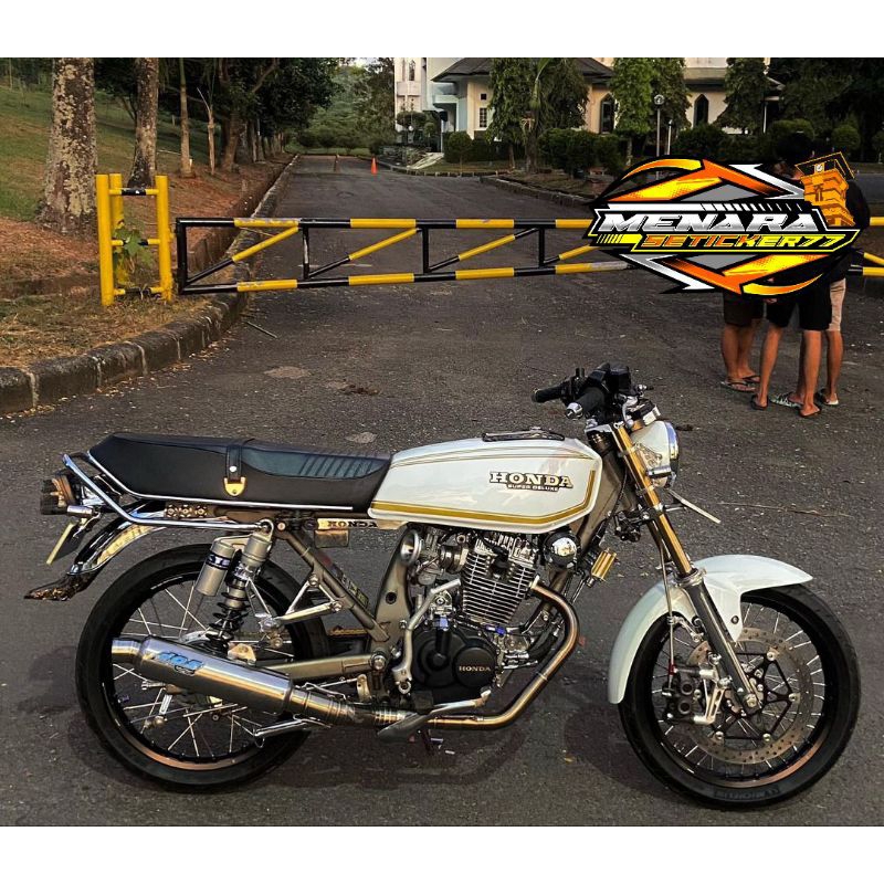 stiker Striping Honda GL100 GOLD PUTIH