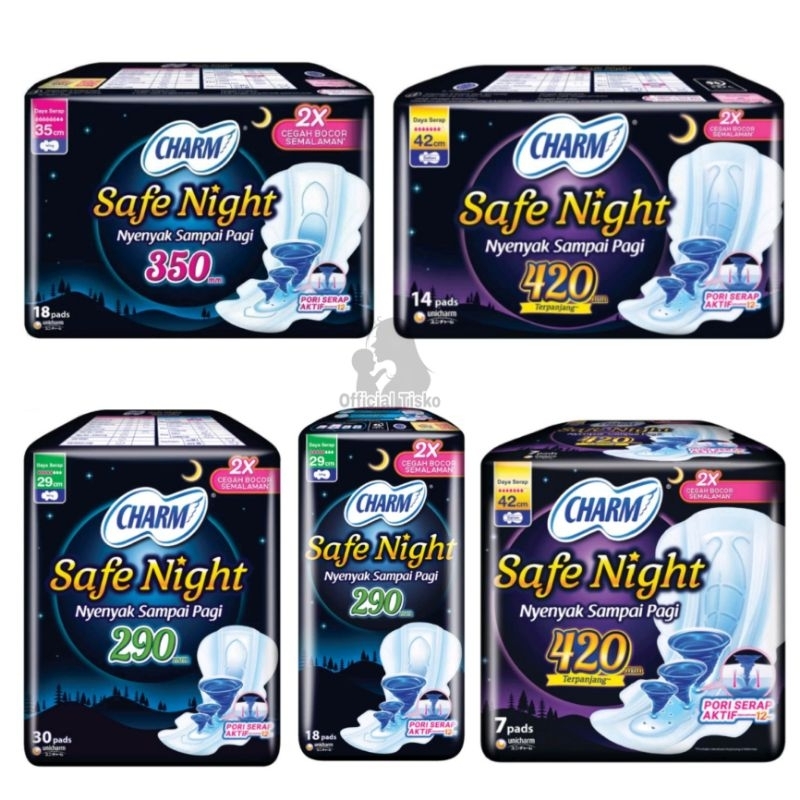 Charm Pembalut Safe Night 29cm 35cm 42cm