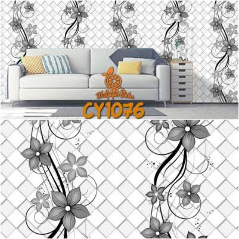Wallpaper Sticker Dinding Motif Karakter Premium CY1076 Bunga Bintang Hitam Termurah