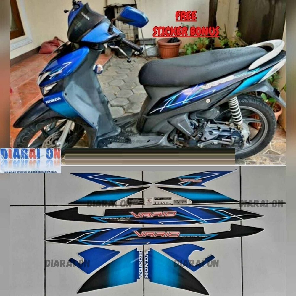 Striping Stiker Honda Vario 110 Karbu 2006 2007 2008 - Vario 110 Carbu Biru Murah