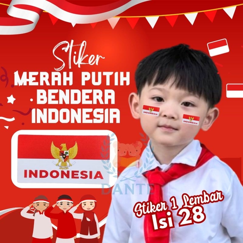 

Sticker Bendera Indonesia - stiker bendera merah putih - stiker pipi Glossy - garuda merah putih - per lembar