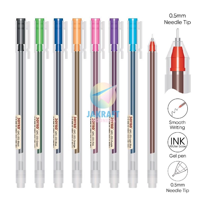 

TERBARU 1 Pcs Gel Pen Color JOYKO GPC372 Pulpen Warna Warni 5 mm Needle Tip