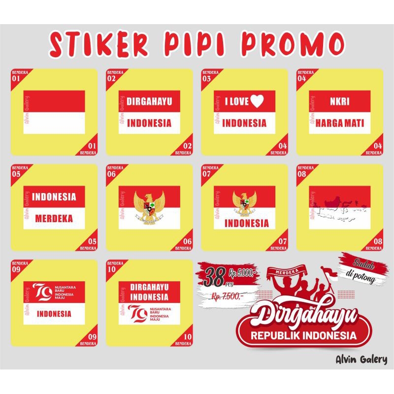 

(30pcs)Stiker Pipi Merah Putih untuk Agustusan dll