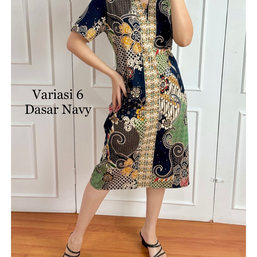 Khusus Dress Batik Katun Stretch Premium Imlek JUMBO  JUMBO  STANDAR  M