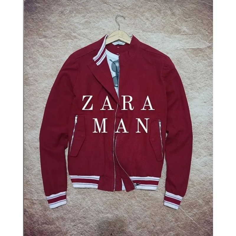 jaket casual pria zara man bahan katun tebal bekas second preloved