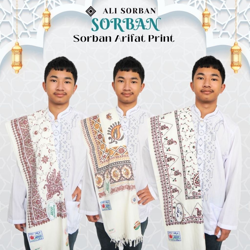 Sorban Kashmiri Print Putih Arifat