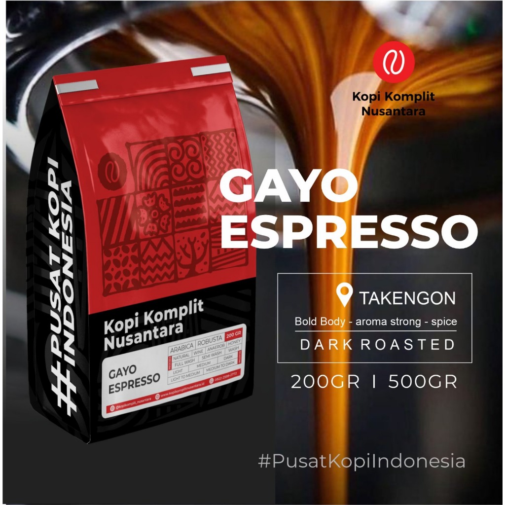 

Arabika Aceh Gayo Espresso Dark Roasting - Kopi Biji dan Bubuk