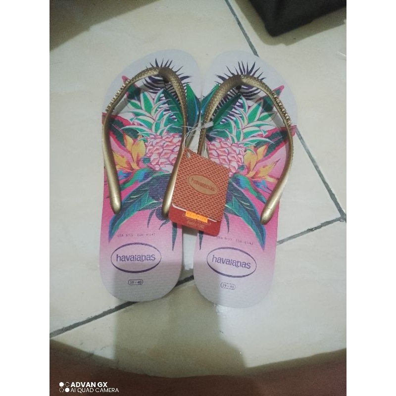 sandal sendal wanita cewek santai havaianas slim tropical 39-40 original 10000%
