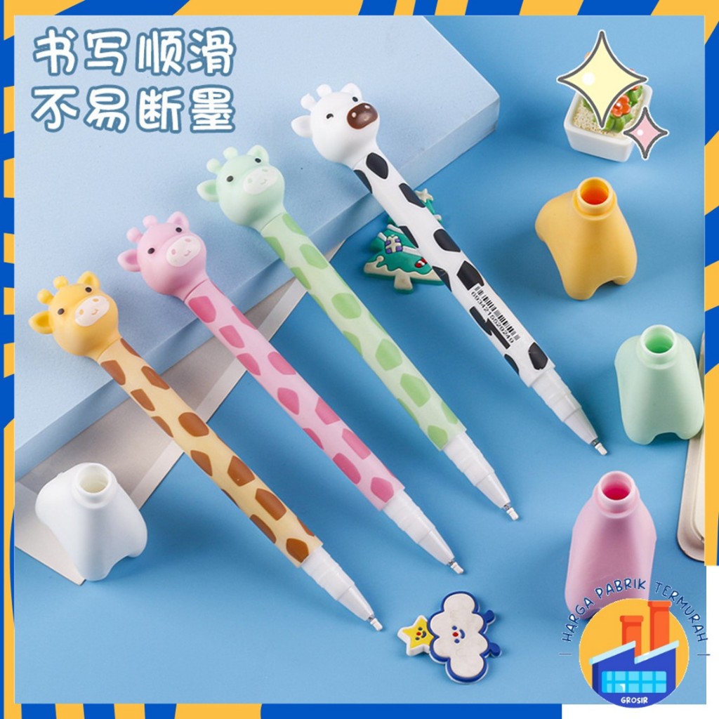 

HPT Pena Tinta Hitam Karakter Hewan Lucu Model Animal Pen Gel Jerapah Girrafe Ballpen Pena Pulpen Ujung Lancip Karakter