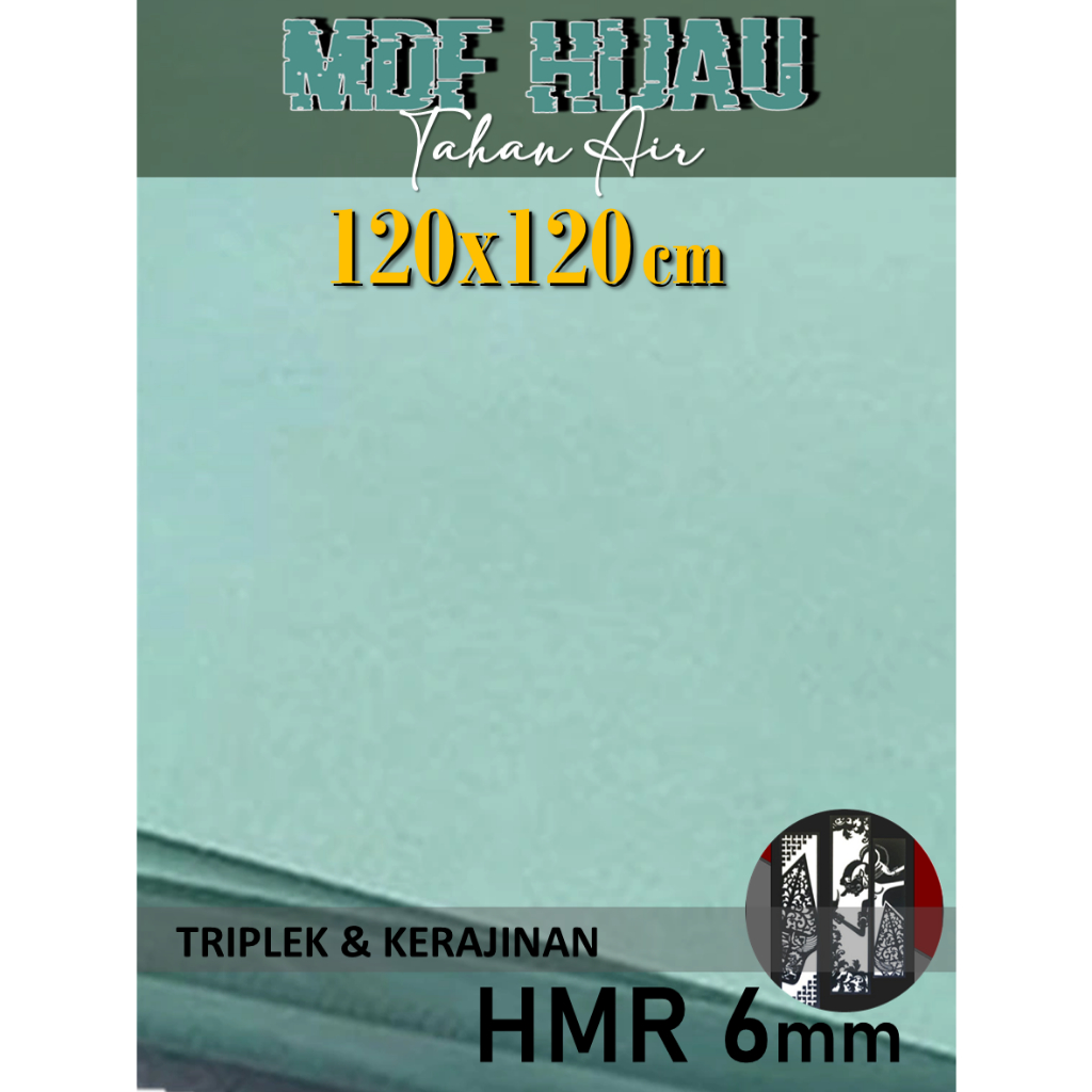 HMR 6mm | MDF HIJAU 6mm 120x120 cm Kualitas Premium (120x120cm | 120 x 120 cm)