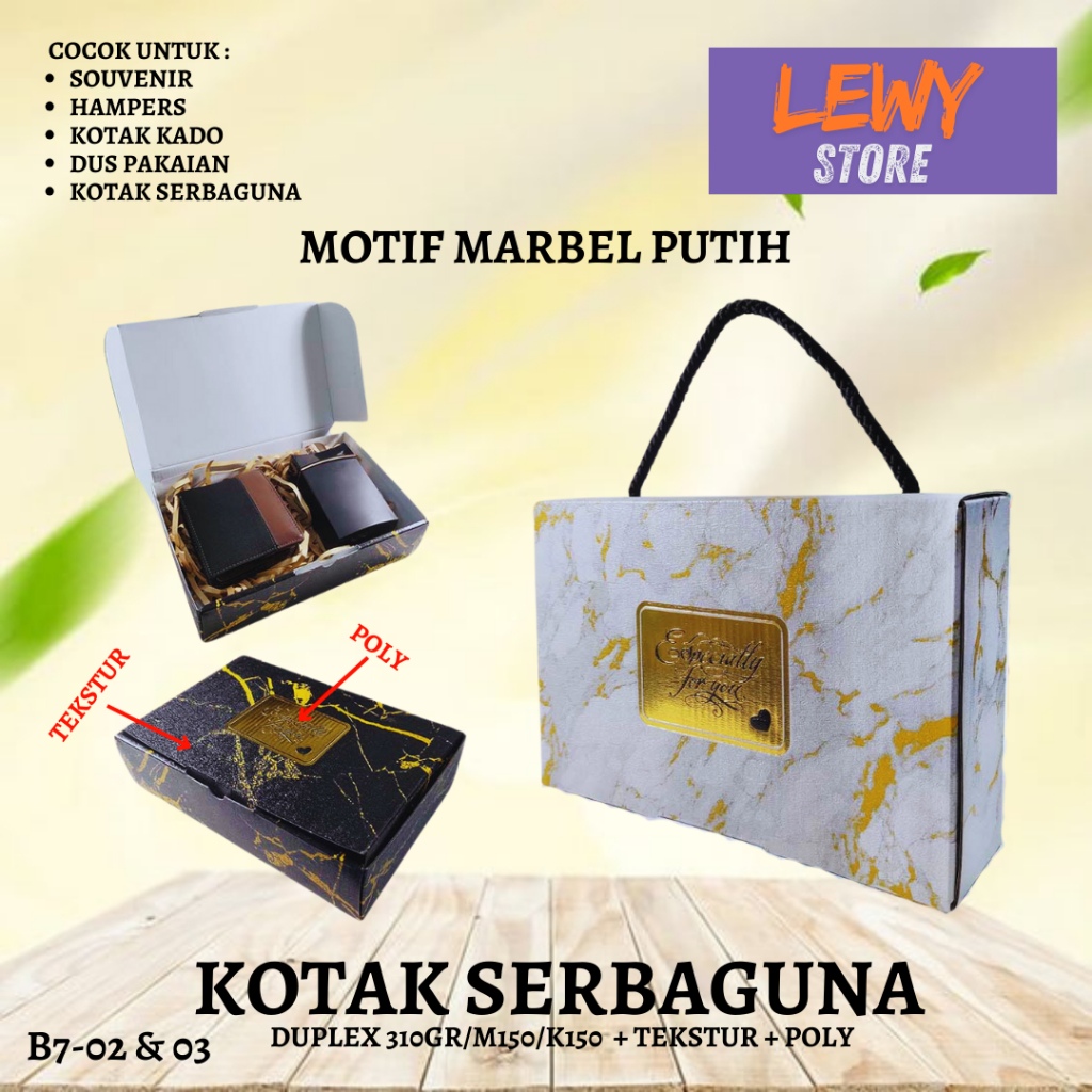 

Packaging Hampers - Dus Hadiah Motif Marble - Kotak Kado - Gift Box - Uk 22.5x13x5 cm - B7 01