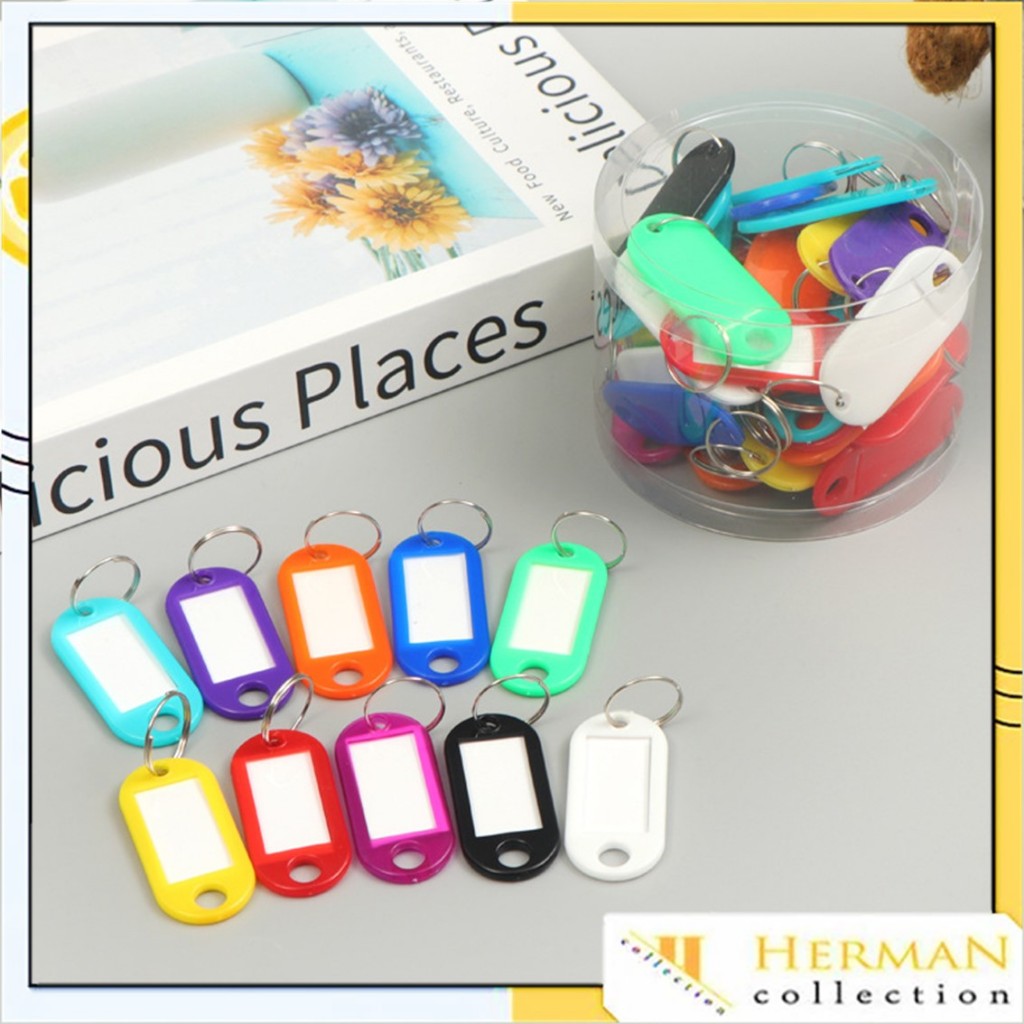 

HC Name Tag Gantungan Kunci Warna-Warni Label Nama Plastik Keychan Ring Name tag Ganci Colors