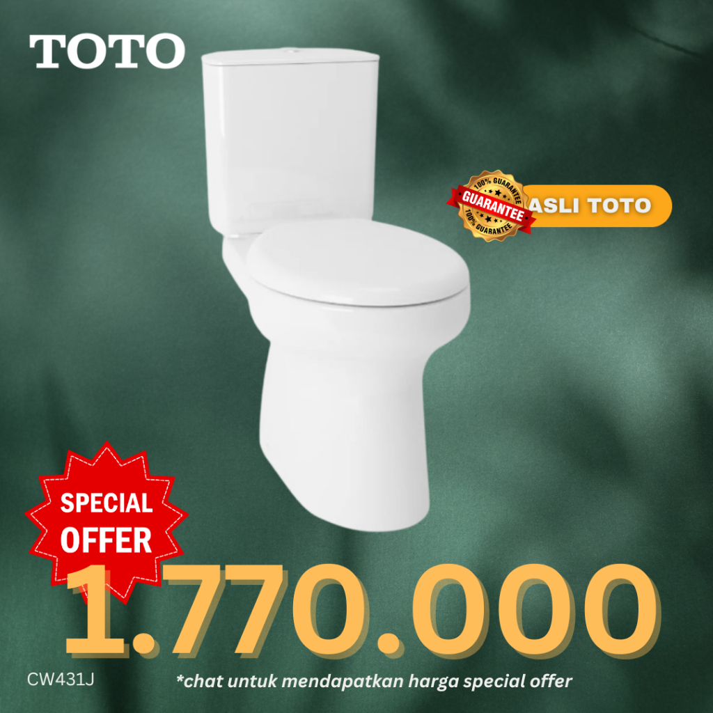 Closet Duduk TOTO CW431J as 50cm /  Kloset Duduk CW 431 J Ecowasher Eco Washer +Jet Shower Semprotan