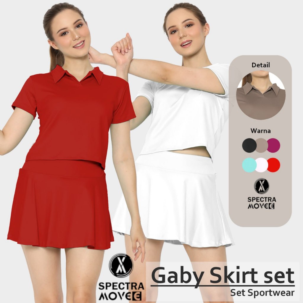 Setelan olahraga GABY SKIRT SET setelan senam wanita baju senam baju olahraga rok celana