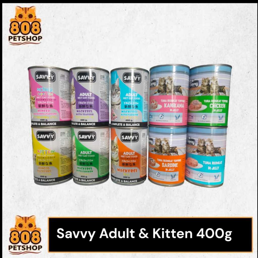 Makanan Kucing Basah SAVVY KALENG 400gr - Savvy Wet Cat Food -Adult-Kitten