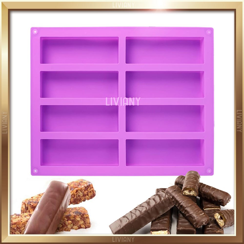 Cetakan Silikon Kue Coklat Granola Protein Energy Bar Persegi Panjang Besar , Silicone Mold Box Rect