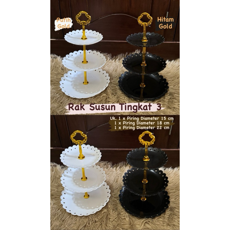 rak susun tingkat piring kue