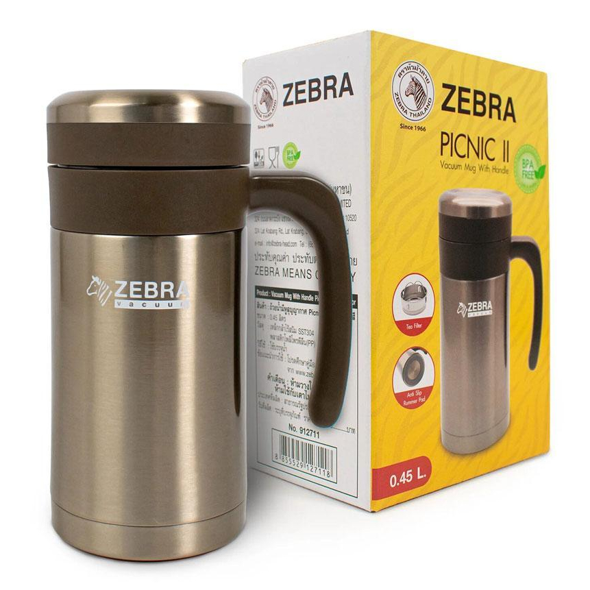 Gelas Mug Stainless Tahan Panas / Mug Stenlis TEBAL PREMIUM / Zebra Vacuum Mug W/Handle Picnic II 0,