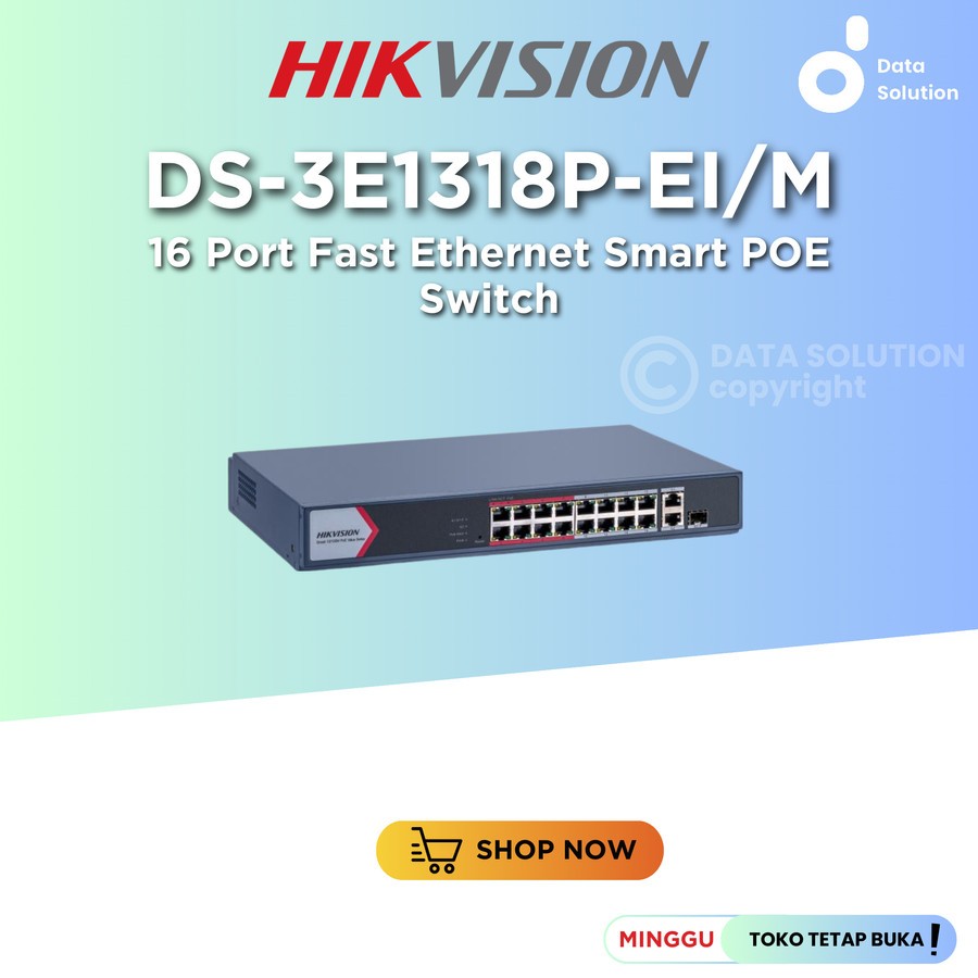 DS-3E1318P-EI/M - HIKVISION SMART POE SWITCH 16 PORT POE 2 UPLINK