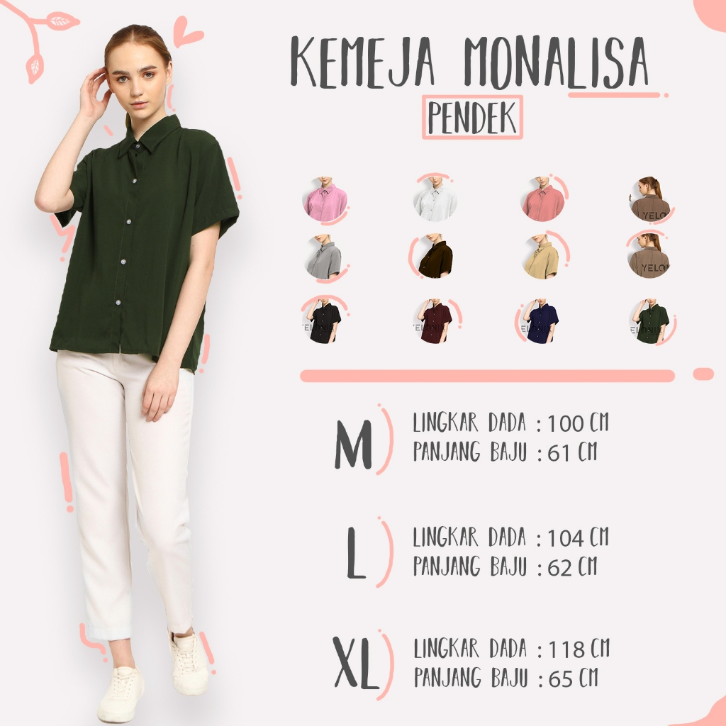 KEMEJA PENDEK POLOS WANITA MONALISA