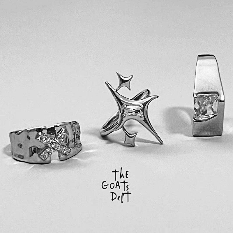 The Goats Dept - Starlet Melted Square Diamond Ring Set / tgd626 cincin original model terbuka pria 